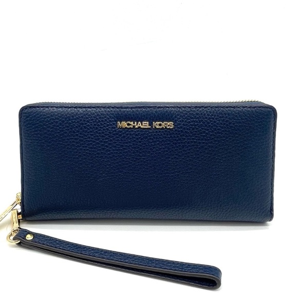 Michael Kors Large Continental Wallet Wristlet Navy Blue (NWT) - Picture 2 of 8